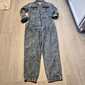 Tommy Hilfiger Acid Wash Denim Jumpsuit - Blue,white